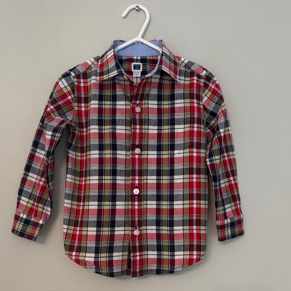 Janie and Jack Red Plaid Button Down Shirt